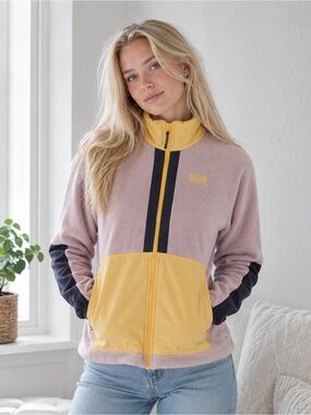 Helly Hansen Lavender, Yellow & Navy Colorblock Fleece Jacket